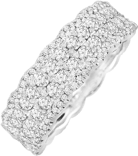 14k White Gold 4 Row 1.00ct Round Diamond Fancy Wedding (606x774), Png Download