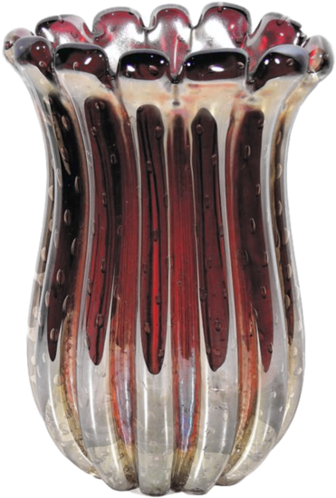1950s Vintage Iridescent Ruby Red Vase Attributed To - Vase (600x600), Png Download