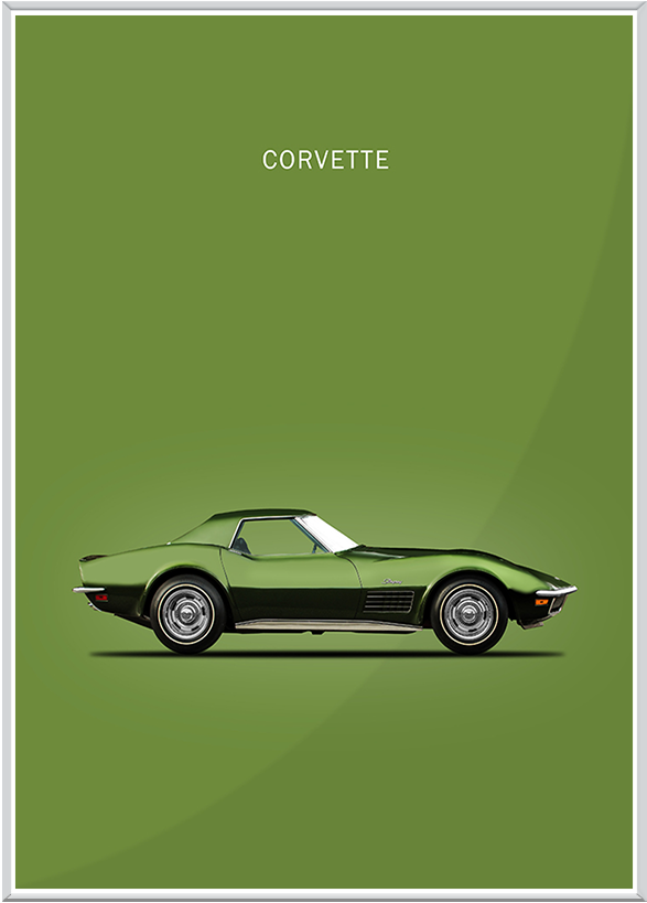 Corvette Stingray 1970 - Giclee Print: Corvette Stingray 1970 Green By Mark (837x1024), Png Download