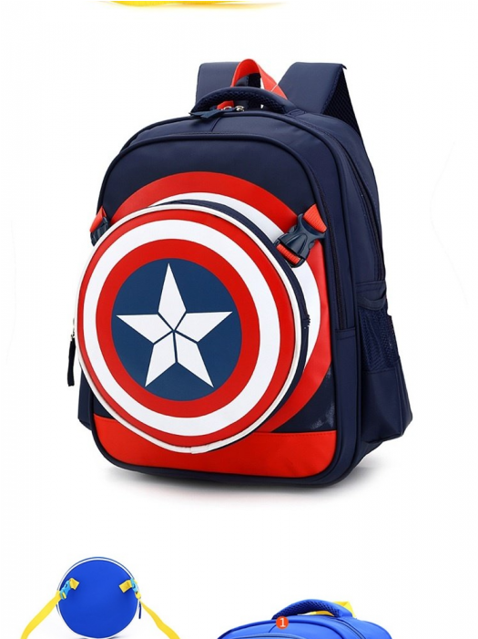 2 In 1 Kid Boy Captain America Design School Bag High (700x700), Png Download