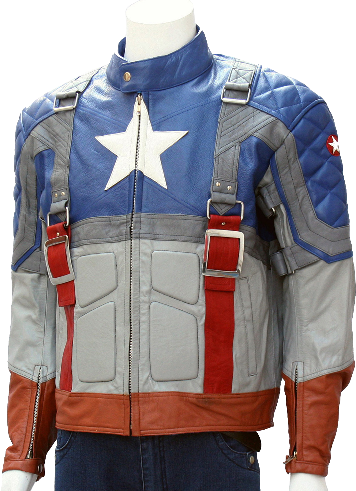 Captain America Motorcycle Leather Jacket (1200x1606), Png Download