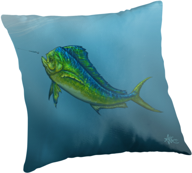 Throw Pillow ••• "el Dorado" Mahi Mahi - El Dorado By Amber Marine ~ Mahi Mahi / Dolphin ... (875x875), Png Download