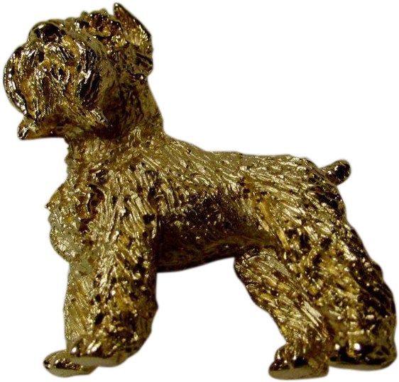 Vintage Trifari Golden Schnauzer Dog Pin Measures 1 - Brooch (561x561), Png Download