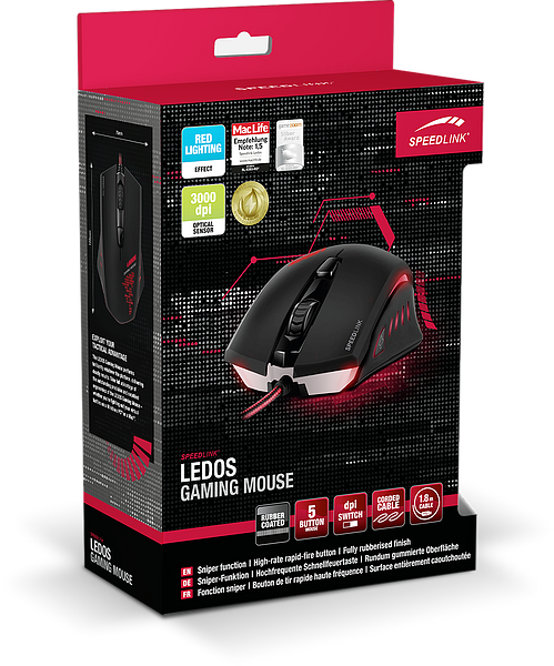 Speedlink Ledos Gaming Mouse - Speedlink Ledos 3000dpi Optical Gaming Mouse Black (499x600), Png Download