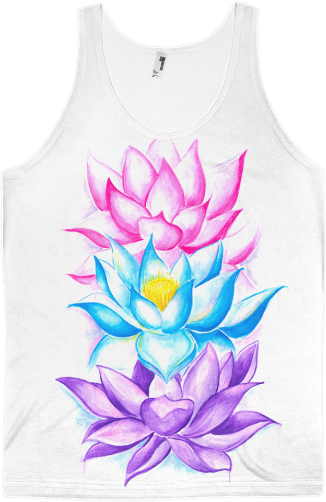 Lotus Flowers Unisex Tank Top - Drawing (800x1000), Png Download