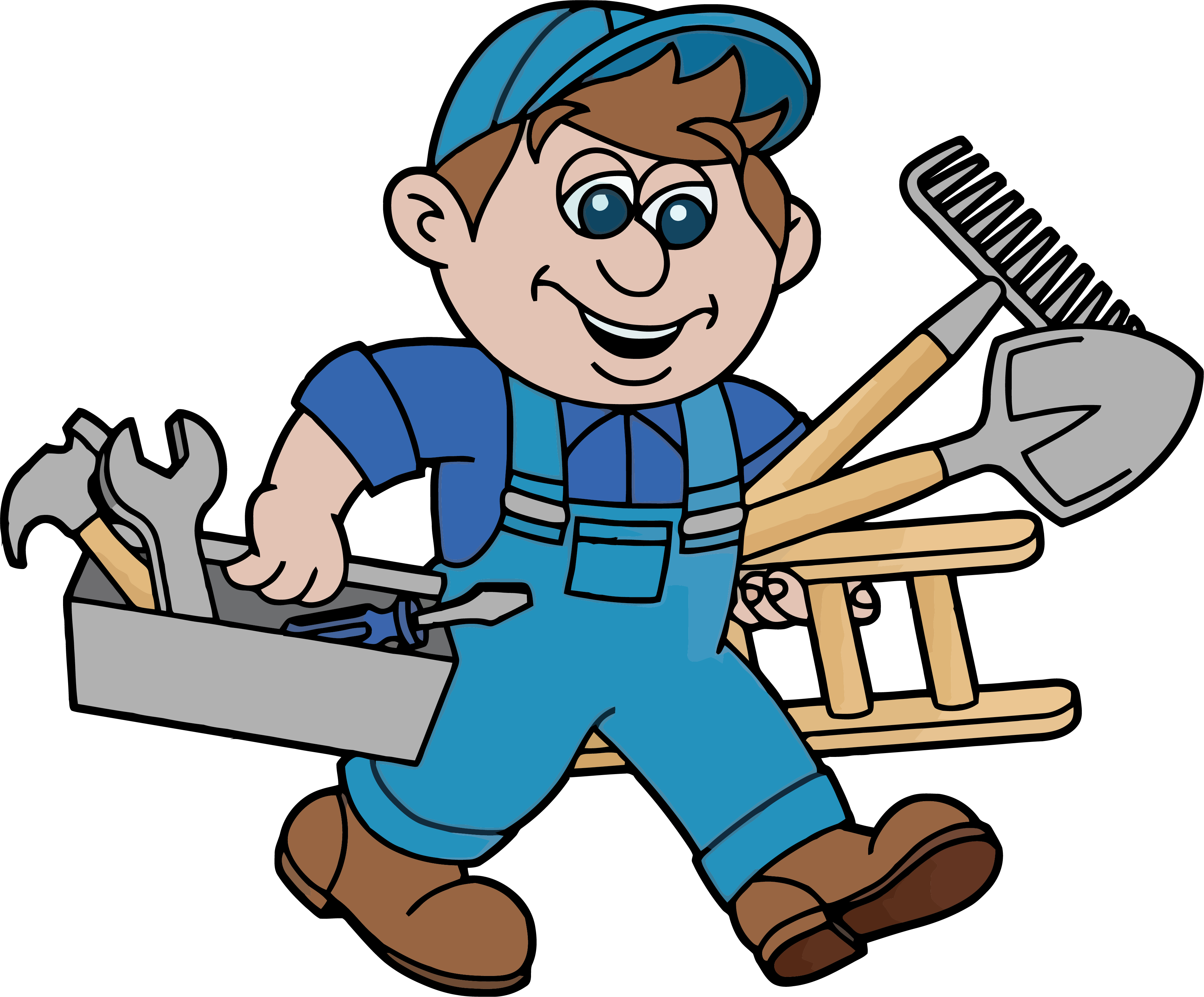 Carpanter Worker Man Walking Clipart Png - Handy Man (3782x3131), Png Download