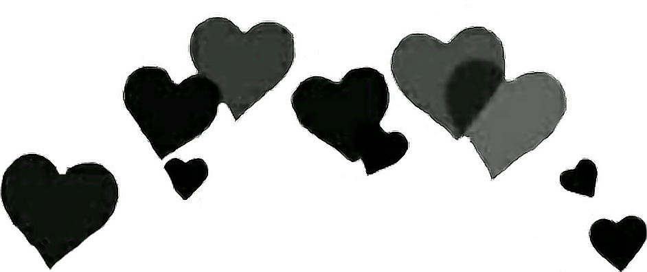 Crownheartsblack Black Crown Heart Hearts - Black Heart Crown Png (942x396), Png Download