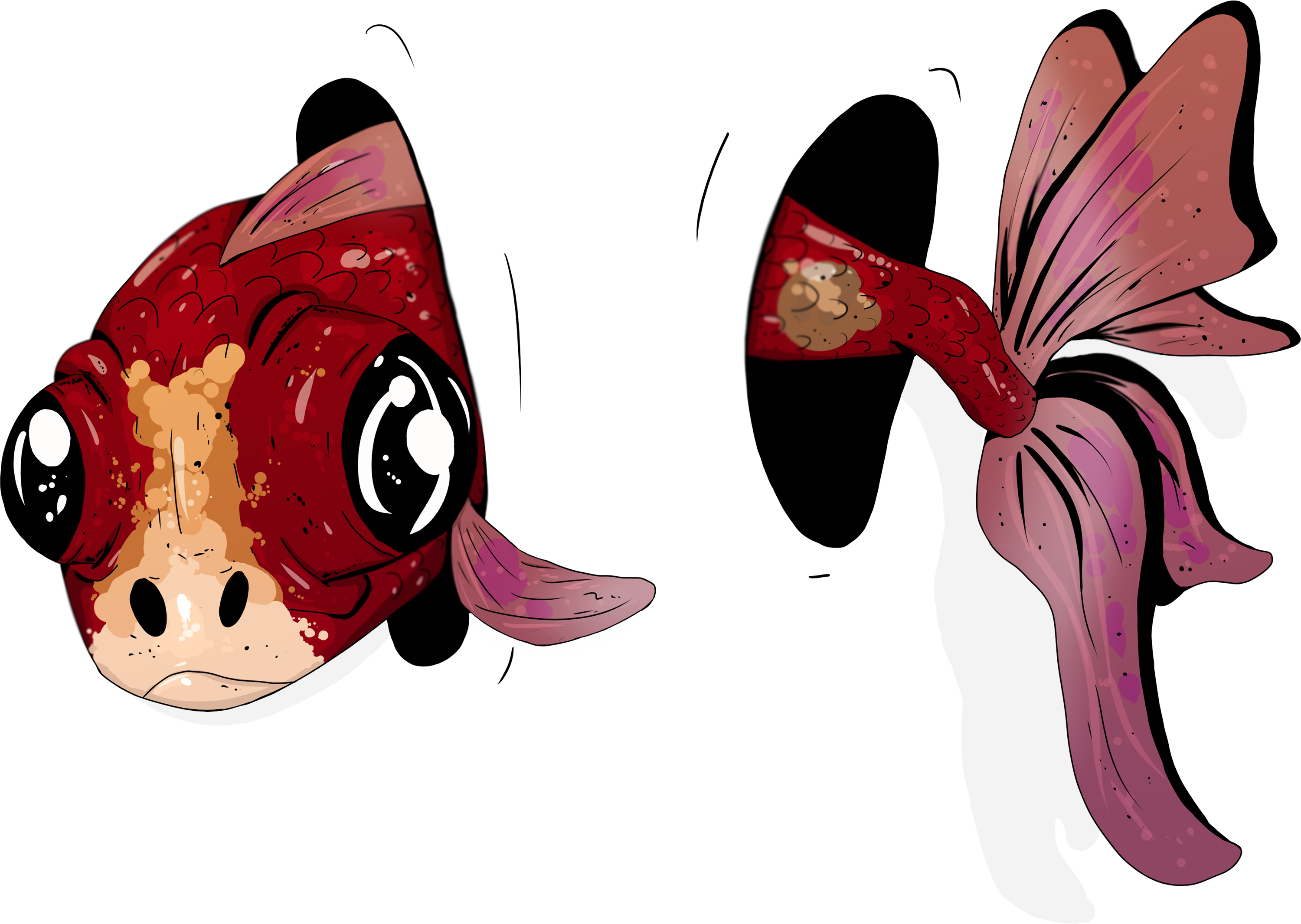 Png Black And White Download R Zzyman Art Fish Cute - Art (3000x2131), Png Download