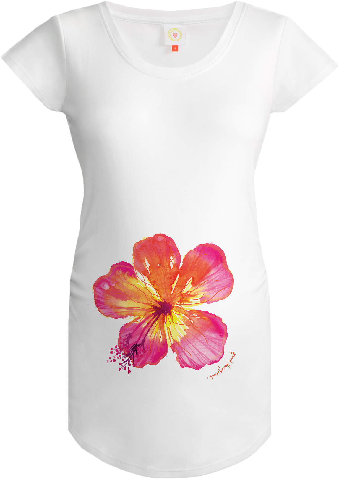 Gooseberry Pink Tropical Flower Maternity Top In White - Top (2000x2000), Png Download