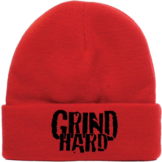 Red Grind Hard Beanie (1000x1000), Png Download