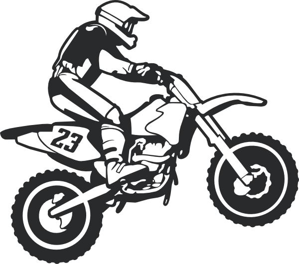 Clip Free Library Wall Decal Stickersstickers - Dirt Bike Rider Svg (600x530), Png Download