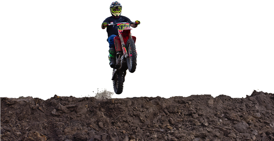 Motocross, Jump, Airborne, Dangerous, Dirtbike, Ramp - Motorcycle (960x626), Png Download