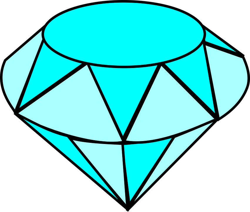 Clip Art Of Blue Diamond With Reflection - Jewel Clip Art (851x720), Png Download
