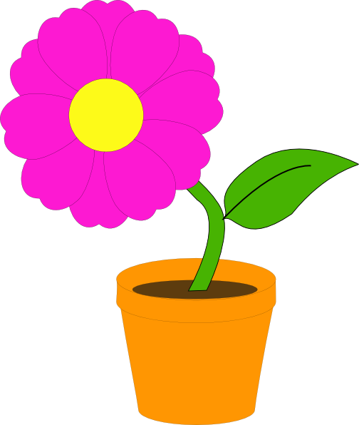 Clipart Transparent Flowerandpot Clip Art At Clker - Flower In A Pot (504x596), Png Download