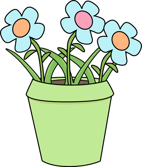 Flower Pot With Blue Flowers Clip Art - Pot Of Flowers Clipart (469x550), Png Download