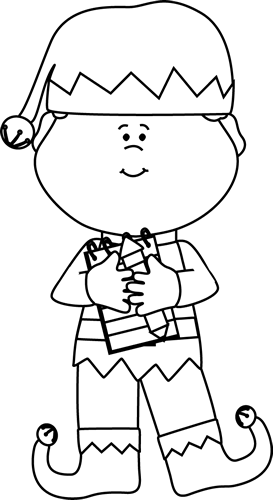 Black And White Black And White Boy Christmas Elf - Christmas Elf Clipart Black And White (273x500), Png Download