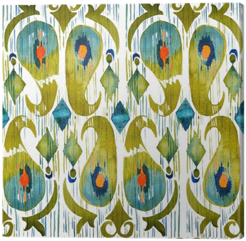 Watercolor Green Ikat Vibrant Seamless Pattern - Watercolor Painting (400x400), Png Download