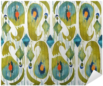 Watercolor Green Ikat Vibrant Seamless Pattern - Watercolor Painting (400x400), Png Download