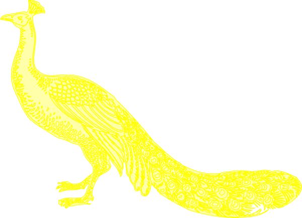 Peacock Clipart Yellow - Yellow Peacock (600x433), Png Download