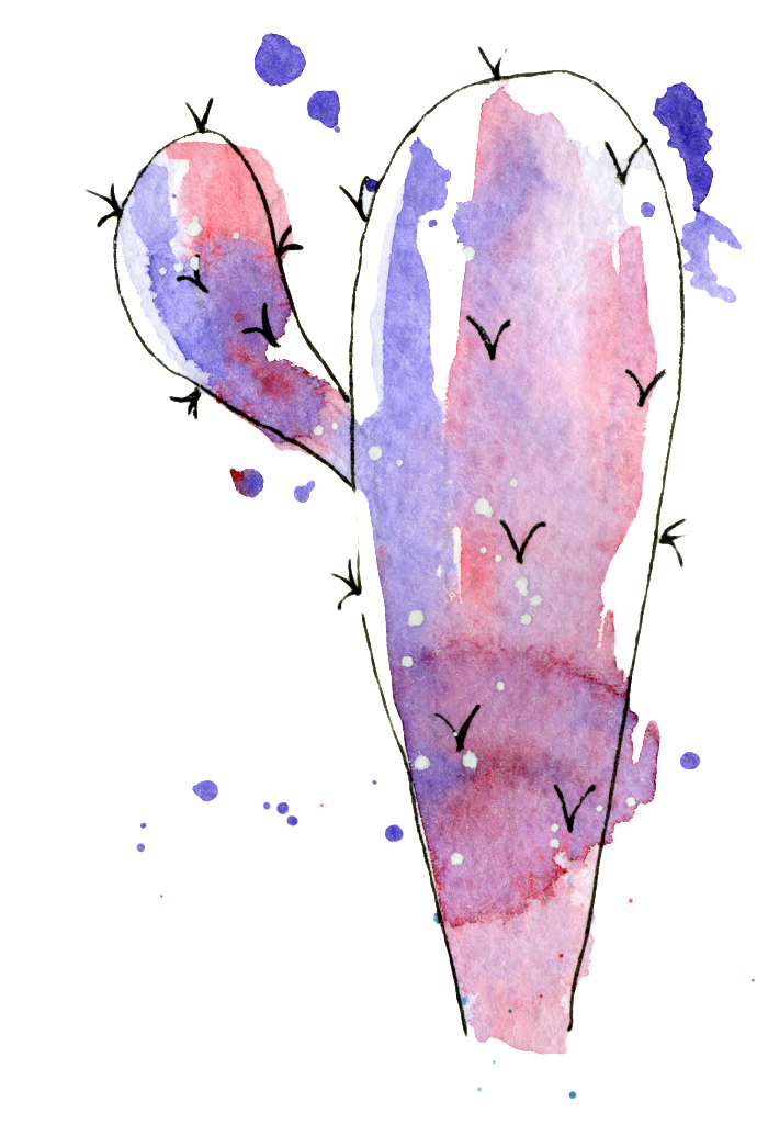Purple Cactus Hand-painted Watercolors Of Transparent - Пинтерест Нарисованные Кактус Акварель (650x650), Png Download