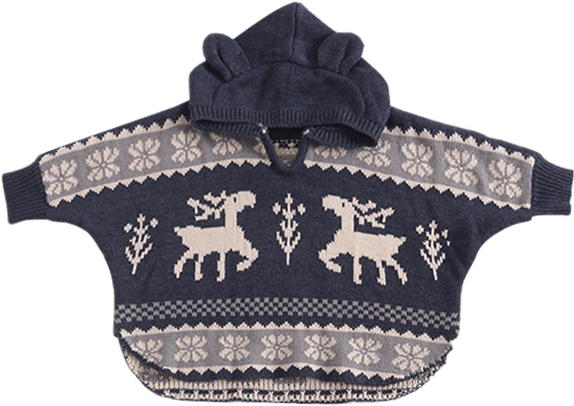 Petite Bello Christmas Deer Knitted Poncho - Sweater (600x600), Png Download