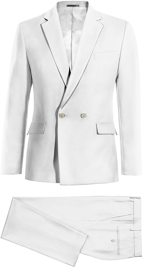 White Double Breasted Linen Suit - Traje Cuello Mao Blanco (600x990), Png Download