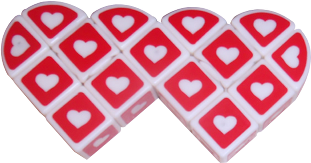Valentine's Siamese Heart 3x3x1 White Cube - Heart (640x640), Png Download