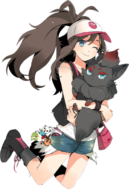 Pokemon Black And White Girl Trainer Hot (500x735), Png Download