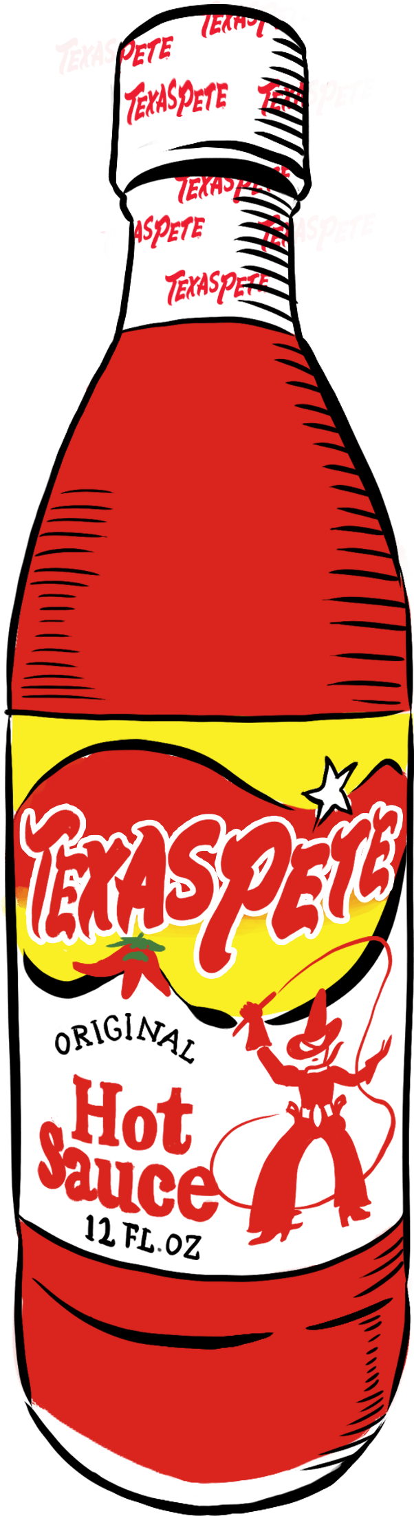 Illustration Of Hot Sauce Bottle By Texas Pete Shows - T W Garner Food Co. Texas Pete Seafood Cocktail Sauce (602x2204), Png Download
