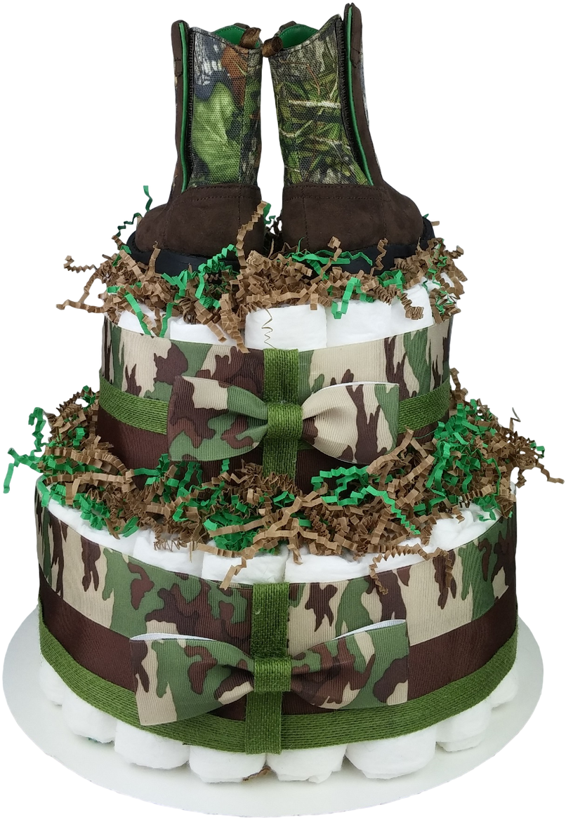 Green Camo Diaper Cake For Boys - Birthday Cake (978x1280), Png Download