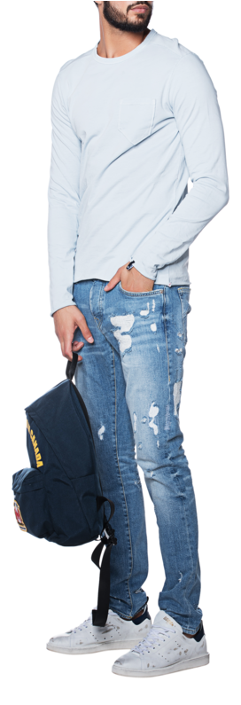 True Religiontrue Light Blue // Printed Longsleeve - Sneakers (618x794), Png Download