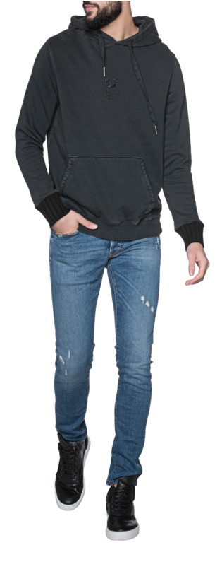 True Religionfleece Embroidery Black // Cotton Hoodie - Freeman T. Porter (618x794), Png Download