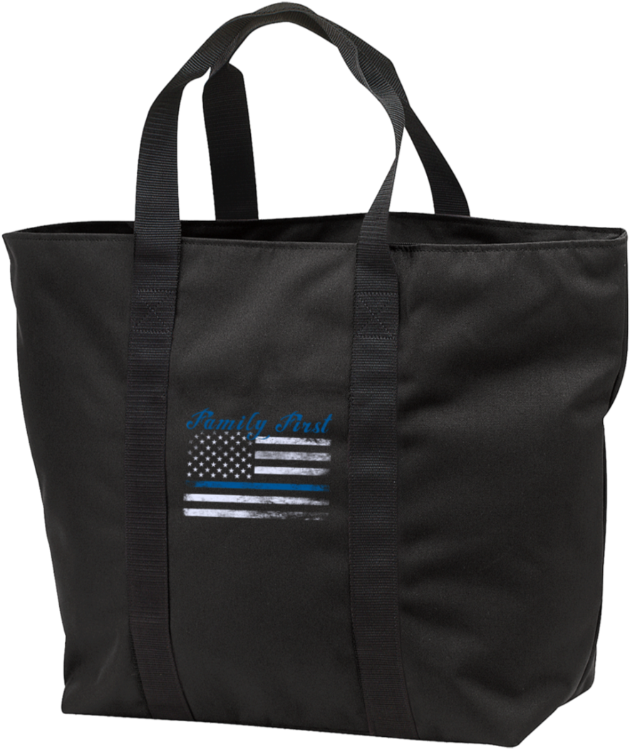 Family First Thin Blue Line Flag, Port & Co - Port Authority Zippered Pocket Key Polyester All Purpose (1060x1060), Png Download