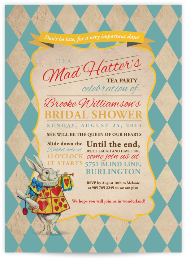 Bridal Shower9 - Alice Im Wunderland-danken Weiße Karte (1000x1000), Png Download