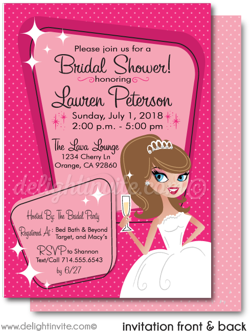 Retro Rockabilly Pin-up Bridal Shower Invitations - Cartoon (497x675), Png Download