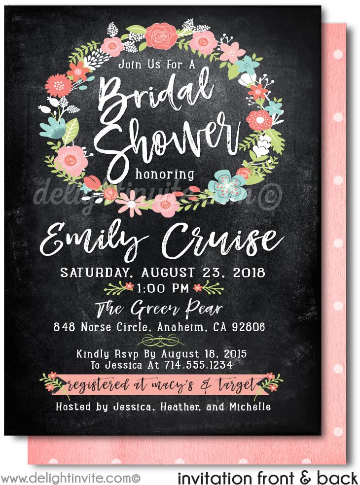 Boho Chic Vintage Floral Bridal Shower Invitations (750x1019), Png Download
