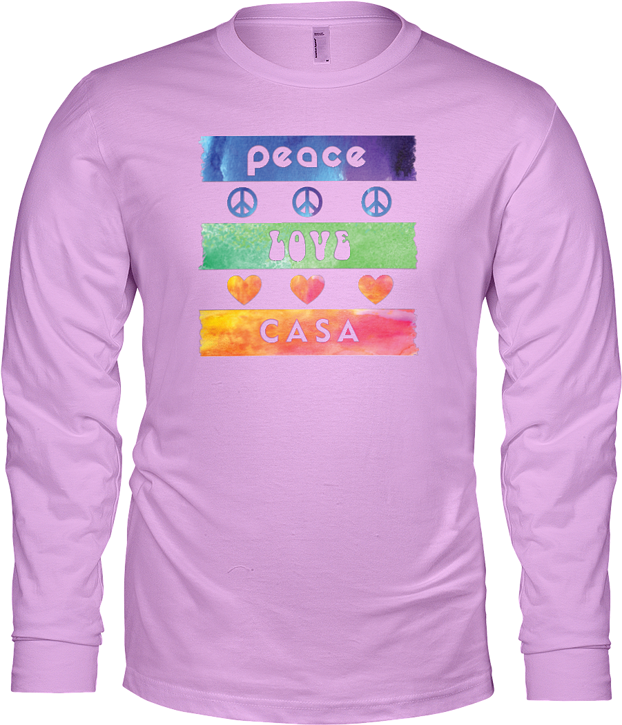 Splash Peace Love Casa Unisex Long Sleeve - Long-sleeved T-shirt (900x1125), Png Download