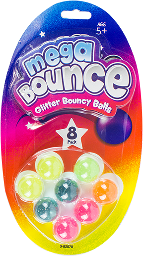 Mega Bounce Glitter Balls - 8 Pack Bounce Glitter Bouncy Balls Birthday Party Bags (800x620), Png Download