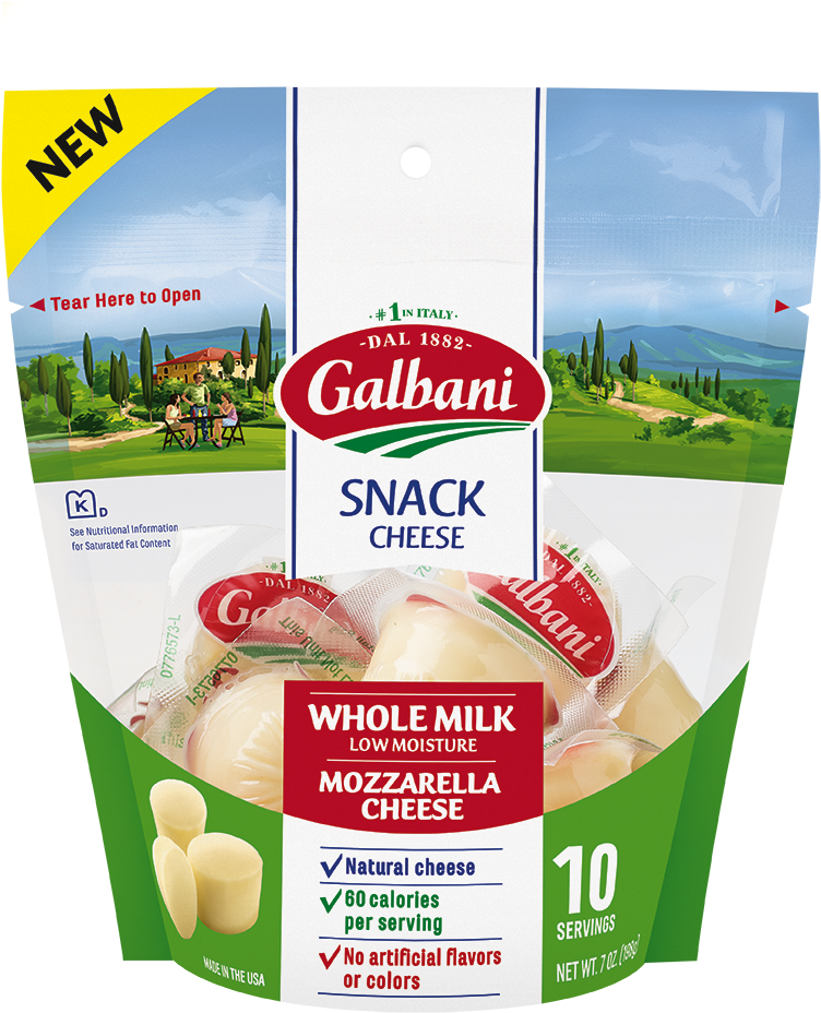 Whole Milk Mozzarella Snack Cheese Galbani Cheese Authentic - Galbani Mozzarella (842x1027), Png Download