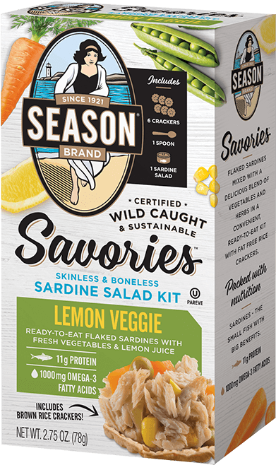 Savories Lemon Veggie Sardine Salad Kit - Sardines As Food (1022x672), Png Download