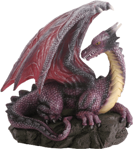 Resting Purple Dragon Statue - Homeware Purple Dragon On Rock Figurine (555x555), Png Download