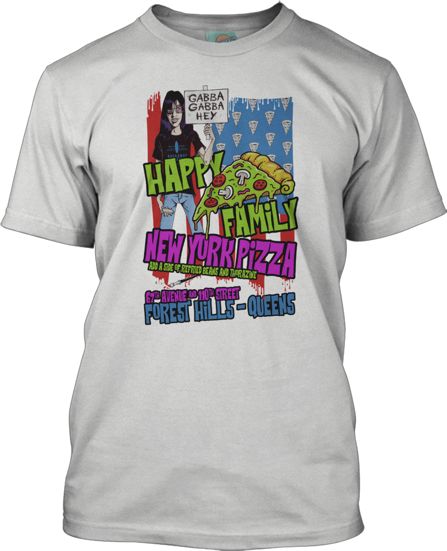 Ramones Inspired Happy Family Pizza T-shirt - Oasis Vs Blur Shirt (932x1100), Png Download