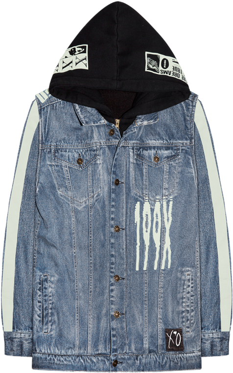 Xo Scanners Hooded Denim Jacket (800x800), Png Download