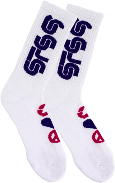 White W/ Pink Purple Logo Socks - Sock (600x600), Png Download