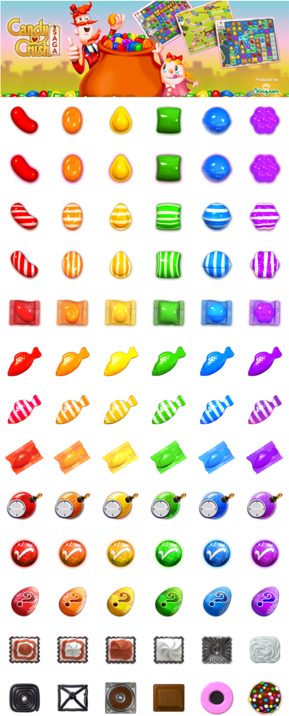 Download Candy Crush Saga Sprites Clipart Candy Crush - Candy Crush Candies Png (565x1413), Png Download