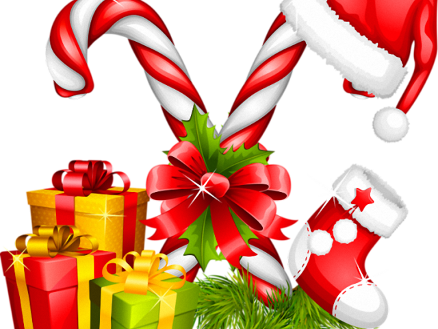 Santa Hat Clipart Candy Cane - Christmas Transparent Candy Cane (640x480), Png Download