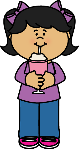 Drink Clipart Milkshake - Girl Drinking Clipart (254x481), Png Download
