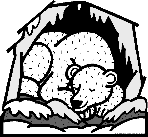 Clipart Bear Cave - Bear Hibernation Clip Art (599x556), Png Download