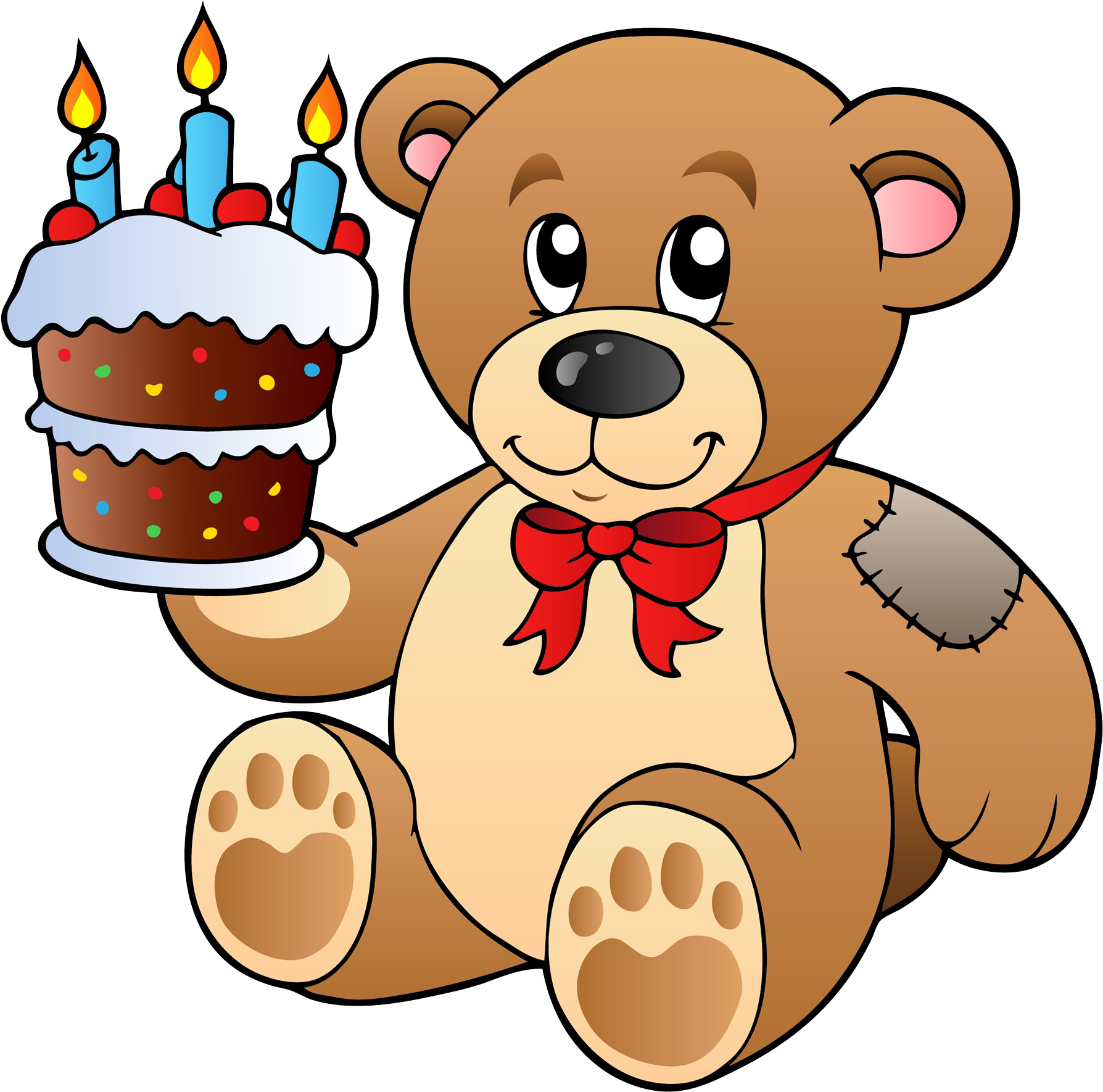 Birthday Cake Teddy Bear Clip Art - Teddy Bear With Gift Clipart (1860x1878), Png Download
