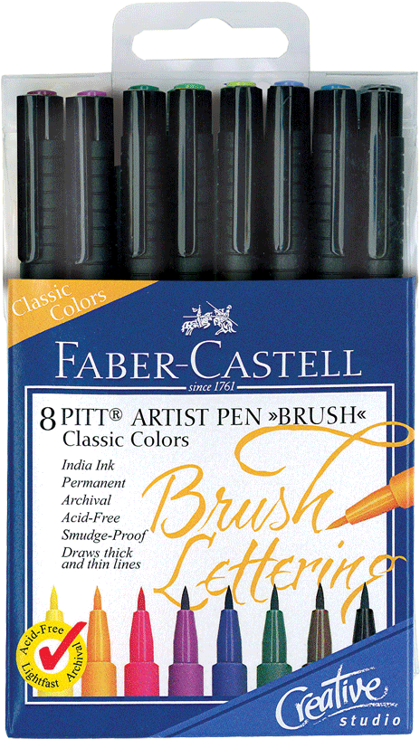 Faber-castell Pitt Artist Brush Lettering Pen Set Of - Faber Castell (529x850), Png Download